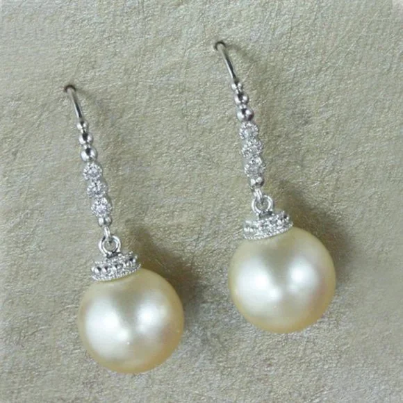 "Dainty Hot Silver Plated Exclusive Pearl Earrings for Women, - Picture 6 of 7